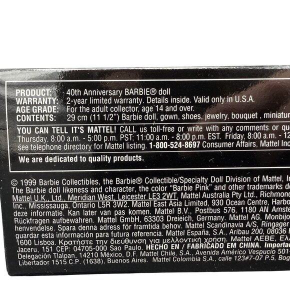 Mattel Barbie 1999 40th Anniversary African American AA Collectors NRFB 22336 - Picture 12 of 14